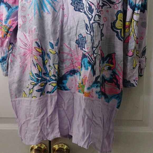Fresh Produce lilac floral print tunic top beach vacation cruise Sz 2X  EUC - Picture 2 of 10